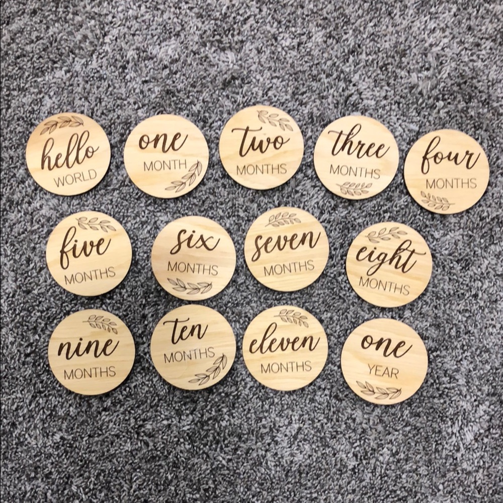 Wooden Milestone Discs for Baby's First Year